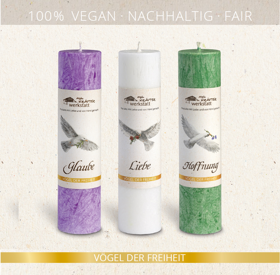 Allgäuer Heilkräuter Kerzen - Set: Vögel der Freiheit